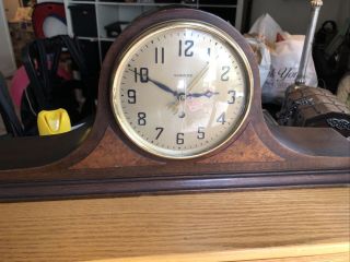 Mahogany And Burl Wood Antique Hammond Synchronous Mantle Clock Great