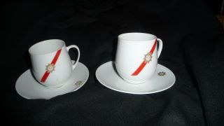 Vintage Rosenthal Twa Airlines Royal Ambassador Demitasse Cups & Saucers 2 Pr