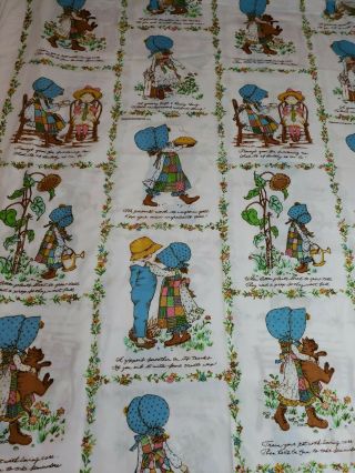 Vintage Holly Hobbie Double Bed Size Sheet Linens 1970s Fabric Morgan Jones