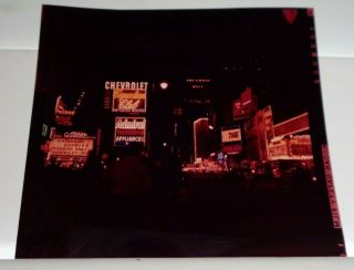 Vintage 1955 Times Square At Night York City Color Negative Photograph