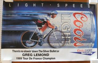 Vintage Coors Light Greg Lemond Silver Bullet Tour De France Cycling Poster 1989