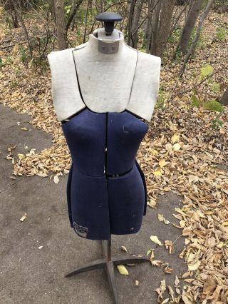 Sally Stitch Form Push Button Blue Dress Form Adjustable Stand Size A.  Vintage