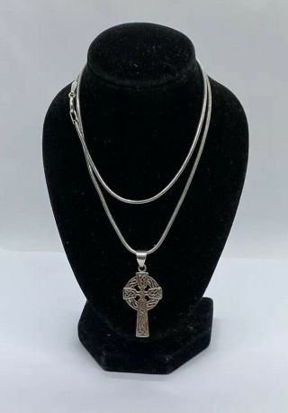 Vintage Sterling Silver 925 Necklace With Cross Pendant 10g