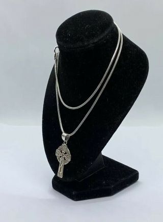 Vintage Sterling Silver 925 Necklace With Cross Pendant 10g 2