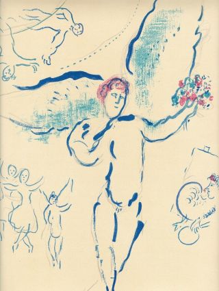 Vintage 1965 Lithograph " Sketch For The Firebird " By Marc Chagall
