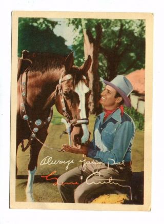 Vintage Movie Star Fan Photo W Printed Autograph Gene Autry Cowboy Horse 5 X 7