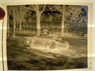 VINTAGE WWII PHOTO NEGATIVE,  DISABLED GERMAN TANK,  ITALY 3