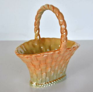 Vintage Australian Pottery Wembley Ware Lustre Glazed Basket