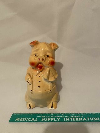 Vintage 7” Standing Crying Pig Bank Piggy Chalk Ware Carnival Prize Chalkware