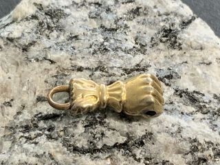 Antique Vintage Tiny Gold Filled Figa Fist Hand Charm Drop