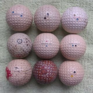 9 Antique Vintage Early Dimple Golf Balls Ball Pat.  Spalding Flite Silver King