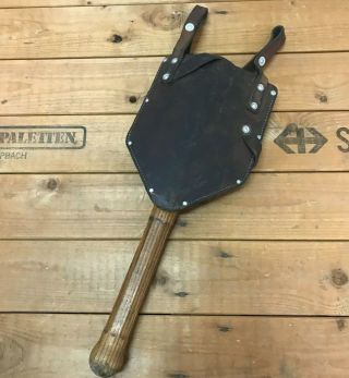 1975 Swiss Army Folding Shovel Military Old Antique,  Leather Case Vintage