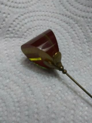 Vintage Amber Colored Large Lucite Hat Pin