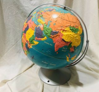 Vintage Nystrom Readiness Dual Rotating Axis Raised Mountains Earth Globe 16”