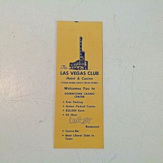 Vintage Mid Century Las Vegas Club Hotel And Casino Nevada Coupon Booklet Dugout