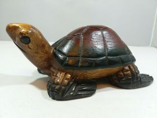 Vintage Hand Carved Wooden Sea Turtle Sculpture Large Life Size Real Wood