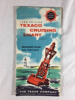 Vintage 1959 Texaco Cruising Chart Map Mississippi River