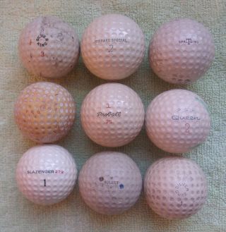 9 Antique Vintage Early Dimple Golf Balls Ball Spalding Silver Duke Silver King