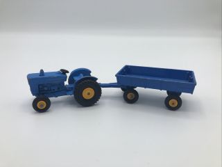 Vintage Matchbox No.  39 40 Ford Tractor And Trailer Farm Blue England Lesney