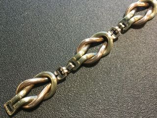 Antique Vintage 2 Color Gold Filled Bracelet With Twisted Knots