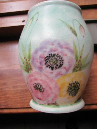 Vintage E Radford Pottery Hand Painted Poppies Flowers Vase England 12 - Um9