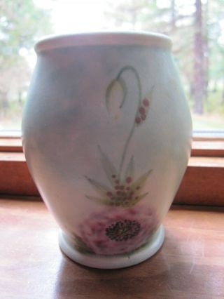 VINTAGE E Radford Pottery Hand Painted POPPIES Flowers Vase England 12 - UM9 2