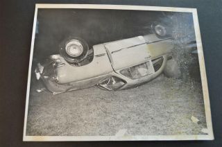 Unusual Vintage Photo 1949 Ford Car Wreck Upside Down 880