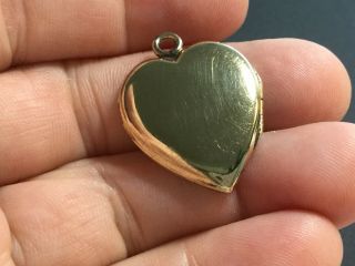 Antique Vintage Gold Filled Heart Shaped Locket Charm Drop with Tiny Diamond 2