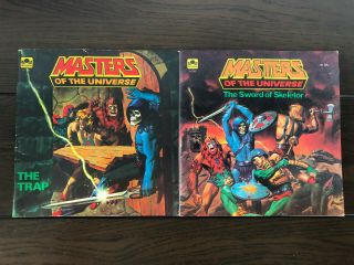 2 X Vintage Masters Of The Universe Golden Books He - Man Motu Trap Sword Skeletor