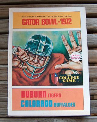 Vintage 1972 Gator Bowl Auburn Tigers Vs Colorado Buffaloes Football Program