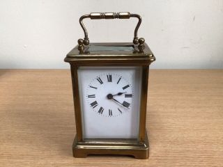 Vintage French Brass Glass Carriage Clock With Key Order