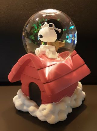 Vintage Peanuts Snoopy The Flying Ace Water Globe Westland Giftware