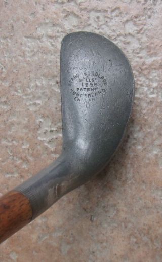 Antique Vintage Mills BN Model Bent Neck Patent Hickory Wood Shaft Golf Putter 2
