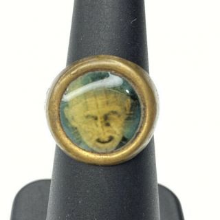 E Vtg Retro Mcm Brass Prize Advertising Ring Adjustable Hellraiser Pinhead