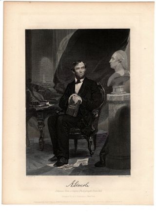 Antique Engraving Of Abraham Lincoln,  Civil War,  By Alonzo Chappel
