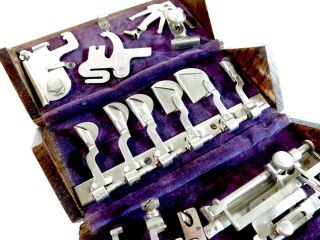 Restored Antique 1889 Singer Puzzle Sewing Machine Oak Box With Purple Cloth