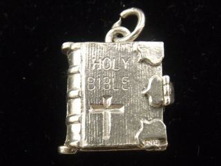 Holy Bible Vintage Sterling Silver Charm Opening The Lord 