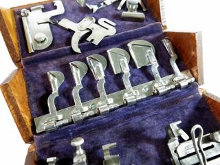 Restored Antique Singer Sewing Machine 1889 Oak Puzzle Box — Purple Cloth