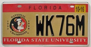 Florida State University Seminoles Ncaa National Champions License Plate Fsu