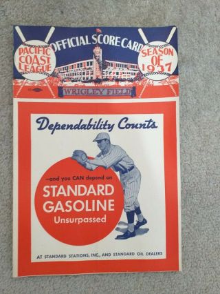 1937 Baseball Scorecard Sacremento Vs Los Angeles Pacific Coast League