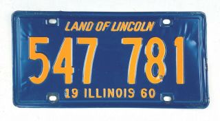 Illinois 1960 Vintage License Plate Classic Car Tag Man Cave Garage Ford Chevy