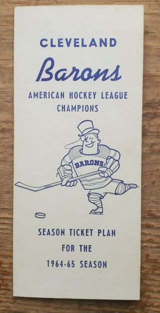 Vintage 1964 65 Cleveland Barons Hockey Ahl Season Ticket Order Plan Envelope