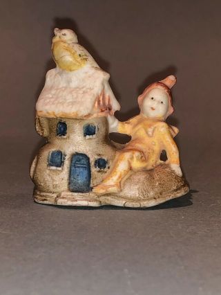 Antique Bisque German Snow Baby Elf On Shoe House