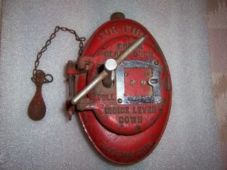 Antique Fire Dept.  Patent 1908 Cast Iron Auto Call Fire Watch Alarm Box