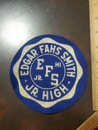 Vintage 1940s Felt York Pa Edgar Fahs Smith Jr.  High School Varsity Patch