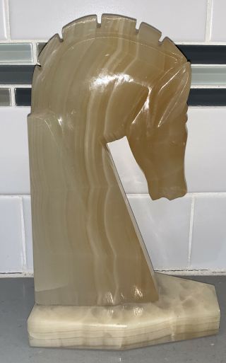 1 Vintage Marble Onyx Stone Horse Head Bookend Paperweight Mid Century Modern