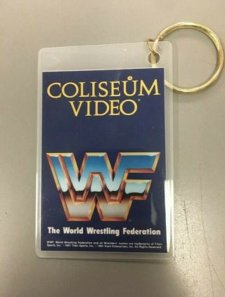 Vintage Wwf Coliseum Video Keychain Tag Pro Wrestling Vhs Tape 1991 Wwe Wcw Aew