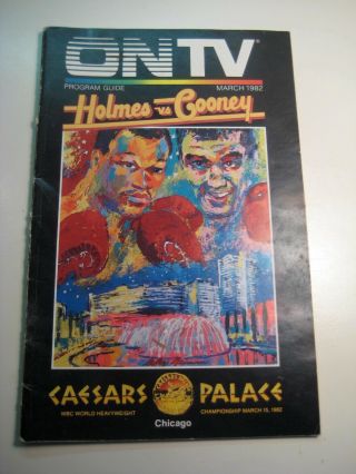 1982 Ontv Guide Larry Holmes V Gerry Cooney - Wbc Championship Caesars Palace
