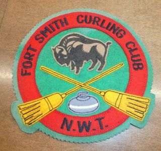 Vintage Felt Fort Smith Curling Club N.  W.  T 1960s Large Patch Buffalo Bison