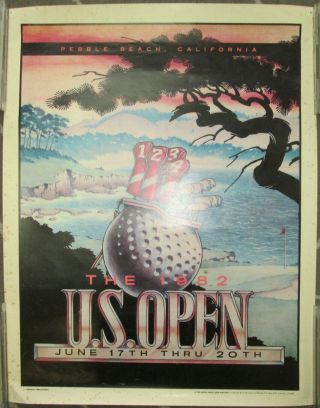 1982 U.  S.  Open Poster,  Productions Unlimited,  16x20,  Vg -,  Golf,  Pebble Beach
